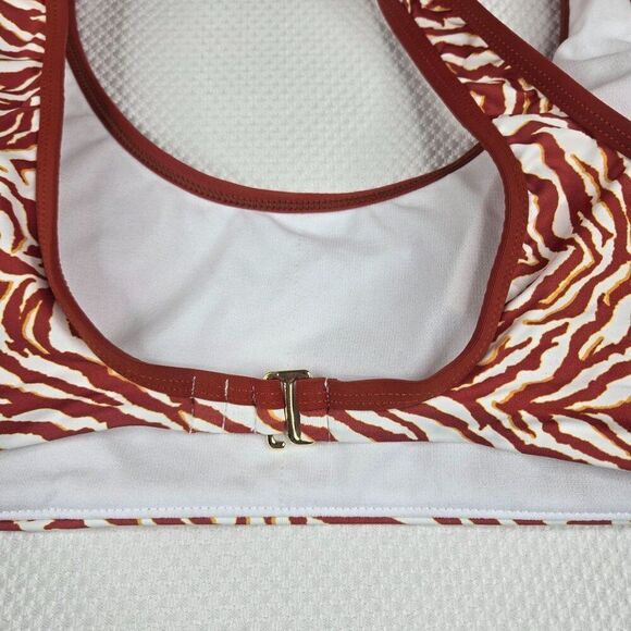 Mynah Zebra Print Scoop Neck Bikini Top Swim Swimsuit Womens L - Picture 3 of 4